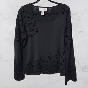 Jones Wear Black XL Wide Flowy Sleeves Velvet Effect